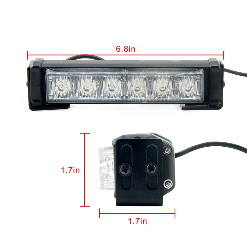 2x6LED Car Police Strobe Flash Light Modes Auto Warning Light 12W High Power Caution Lamp red blue white yellow car Ambulance Police strobe flash light dash emergency warning fog light DRL firemen auto led warning (3)
