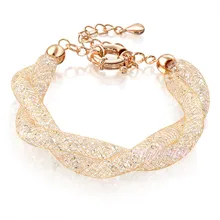 Pulseras para las mujeres Rose del GP del Oro de Cristal Pulsera de Cadena de Diseño de Malla Regalo Mujeres b235