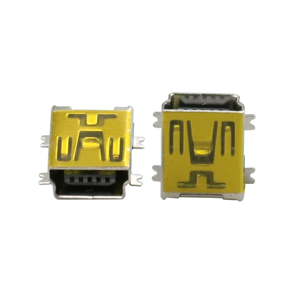 100 шт. медный мини USB Тип B 5-контактный женский SMD стандартный разъем для пайки |