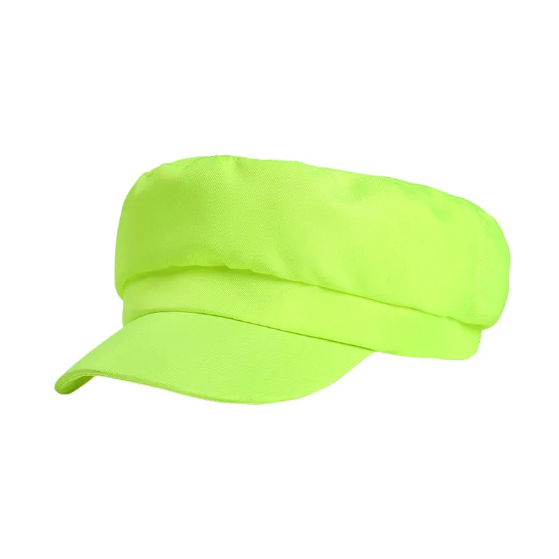 European and American Trend Pure Color Fluorescent Military Hats Men And Women Simple Fashion Hats For Women 30AP29 (4)