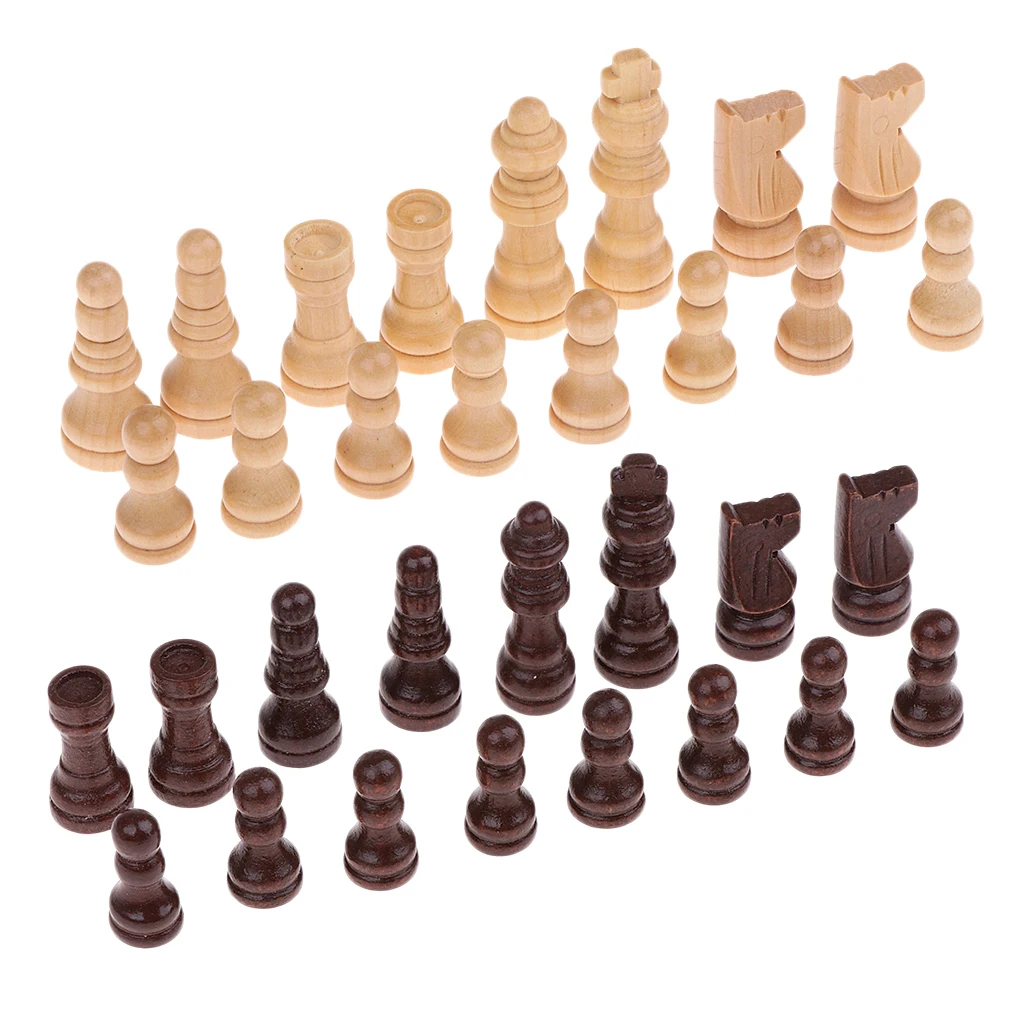 

32x/Set Wood Checkers Chess Pieces Chessman Queen King for Tournament Chess Board Game Funny Game Chessmen Collection