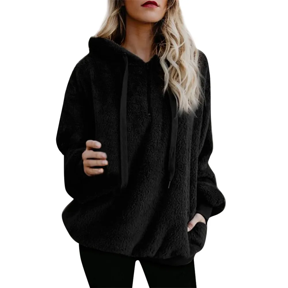 F5 2018 HOT NEW Fashion DROPSHIP Women Hooded Sweatshirt Winter Warm Wool Zipper Pockets Cotton
