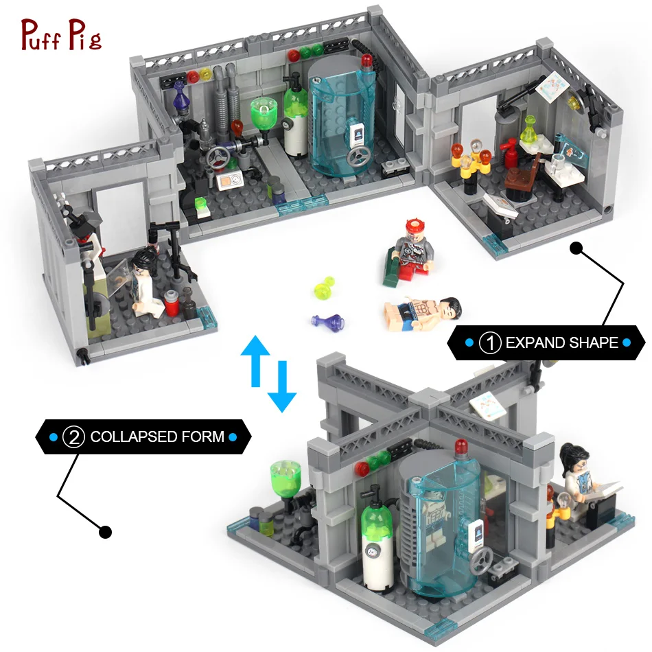 

376pcs Police Figures Building Blocks DIY 2 Modelings Biochemical Lab Compatible Legoed Military Technic City Bricks Toy For Kid