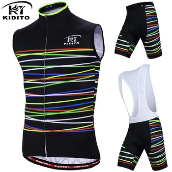 

KIDITOKT Sleeveless Quick-Dry Cycling Jersey Set MTB Bicycle Cycling Clothing Suit Racing Bike Clothes Vests Sportswear