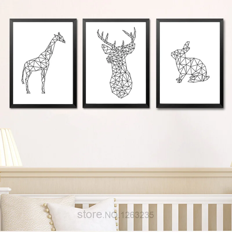 

Nordic Poster Abstract Geometric Deer Animals Posters And Prints Wall Art Canvas Painting Wall Pictures For Living Room Unframed