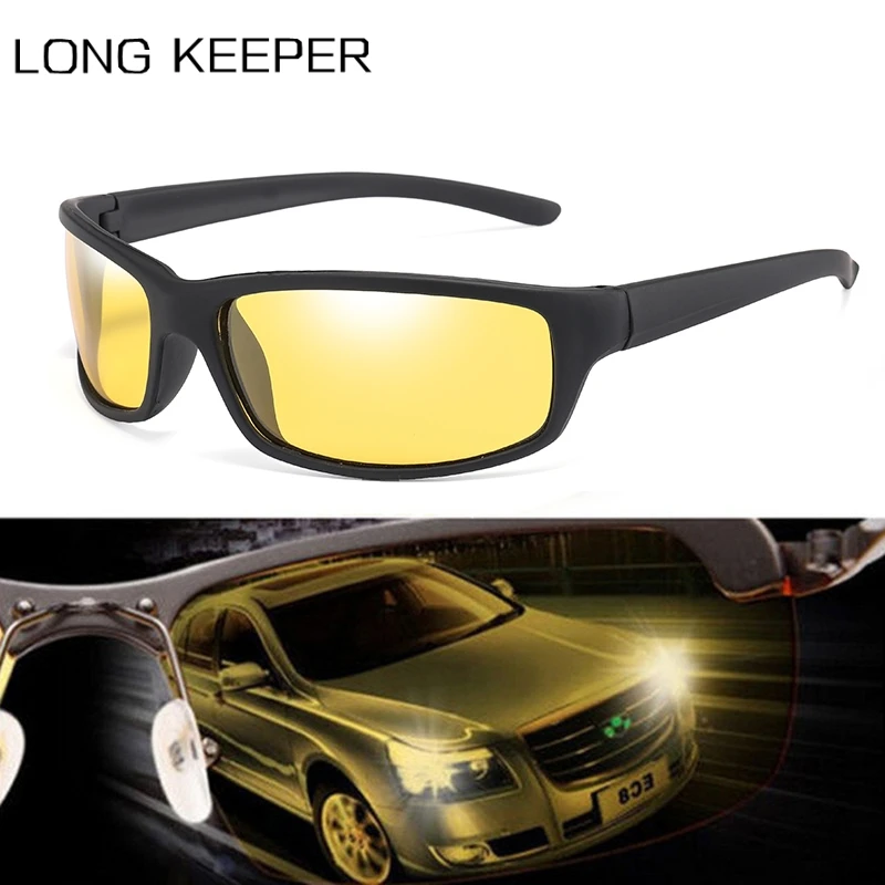 

Night Vision Sunglasses Men Polarized Anti-glare Yellow Lens Square Sport Sun Glasses Retro Driving Goggles Gafas de sol UV400