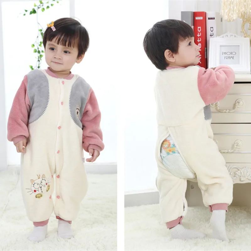 2016 New Design Baby Warm Romper Coral Fleece New Born Jumpsuit Winter