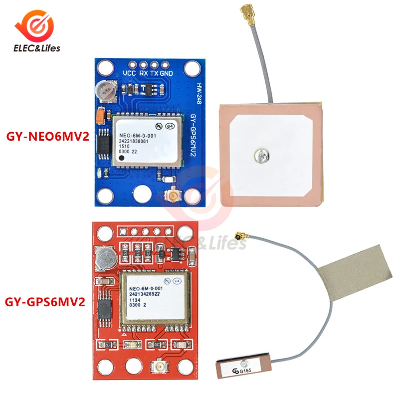

GY-GPS6MV2 GY-NEO6MV2 NEO-6M GPS Module with Flight Control EEPROM MWC APM2.5 RS232 TTL Large/Small Antenna 3.3~5V for Arduino