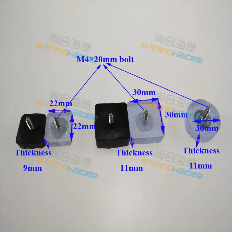 12 шт. 22 мм* 22 мм прозрачная и черная квадратная резиновая накладка для ног с болтом для стола, стула, дивана нескользящая резиновая накладка для ног