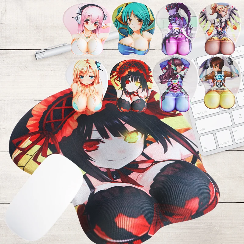 Mouse Pad Creative Cartoon Anime 3D Sexy Chest Silicone Wrist Rest Support