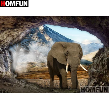 

HOMFUN Full Square/Round Drill 5D DIY Diamond Painting "Animal elephant" 3D Embroidery Cross Stitch 5D Home Decor A16711
