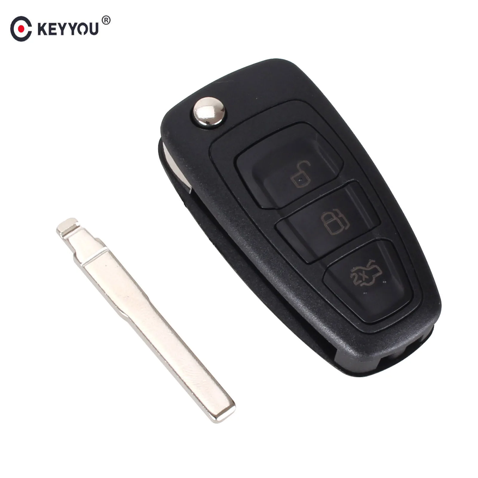 Складной чехол брелок KEYYOU с 3 кнопками и дистанционным управлением для Ford Focus Fiesta