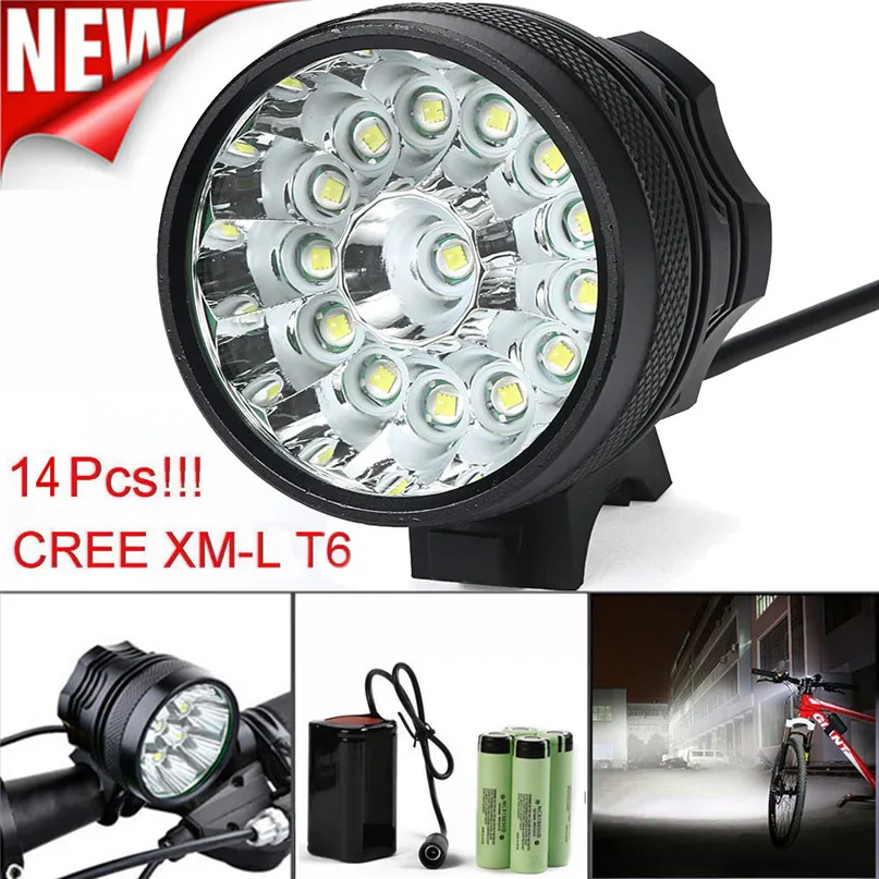 34000 Lumens 14 x CRE XM-L T6 LED 6 x 18650 Bicycle Light Waterproof Lamp Durable mountain bike lights bicycle light set #2M16 (7)