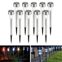 5/10 шт. светодиодный светильник на солнечной энергии из нержавеющей стали, водонепроницаемая лампа для газона на открытом воздухе, для сада, двора, GHS99