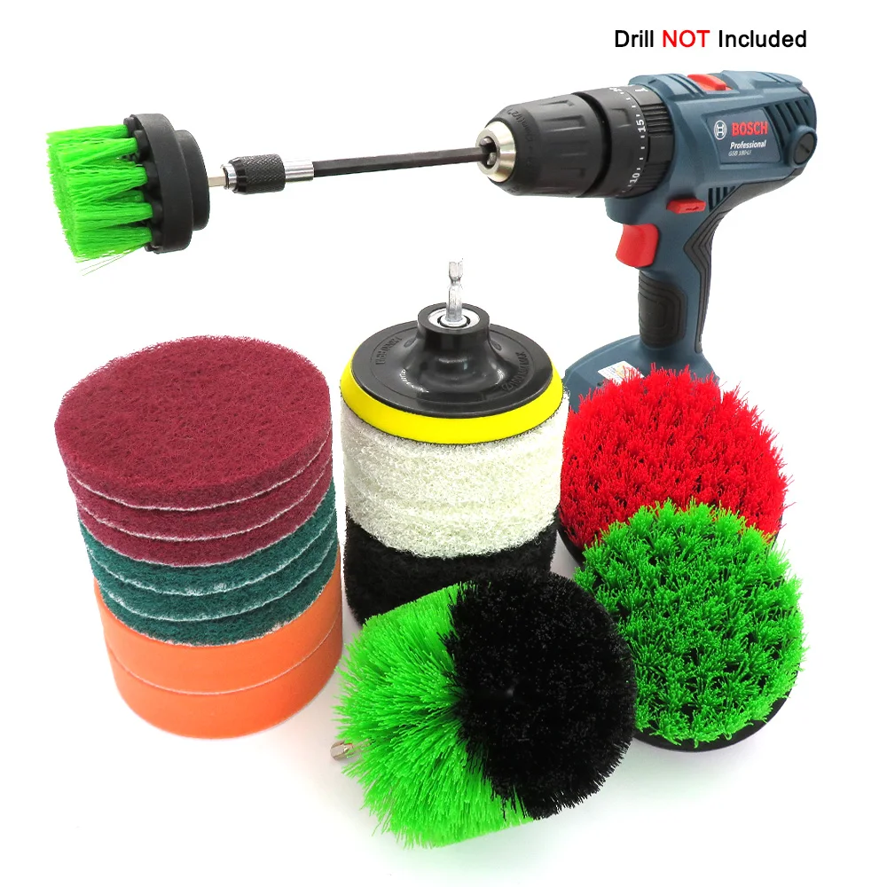 

18Pcs Drill Brush Kit , Power Scrubber Brush,Scouring Pads and Scrub Sponge All Purpose For Car Sofa, Kitchen, Bathroom etc