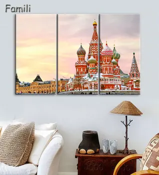 

3Pcs Living room home wall modern art decoration fabric poster St Petersburg Russia russian city landscape river evening lights