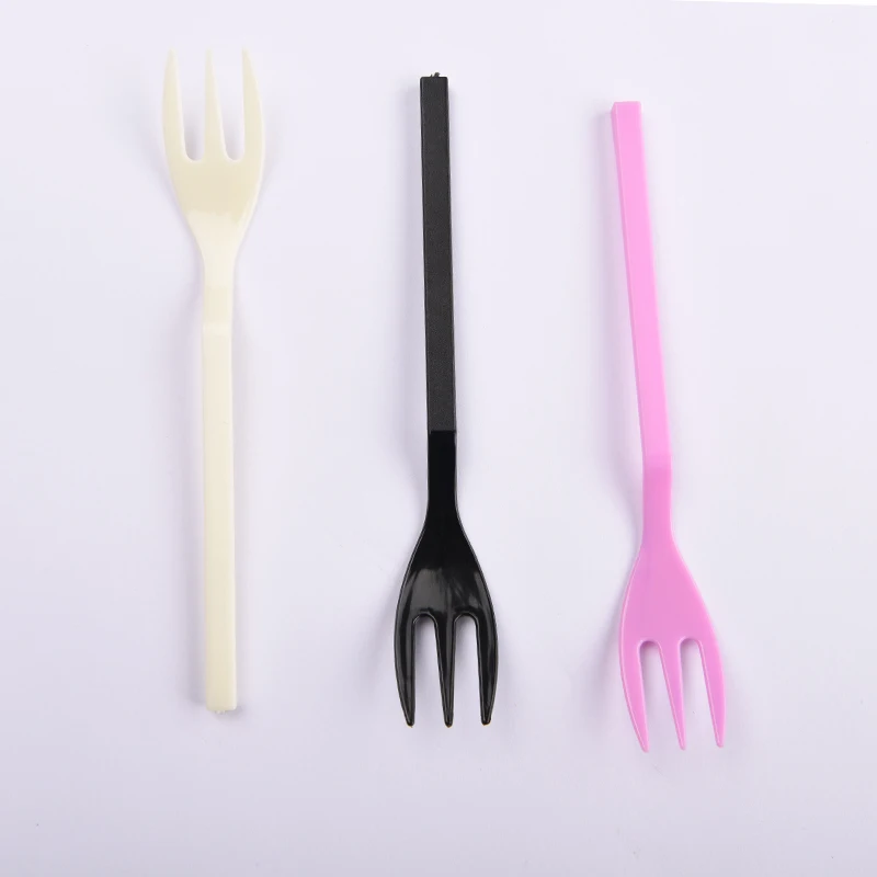 600 Pcs 13.5x2.2cm Black plastic fork Individual package wedding party plastic disposable forks