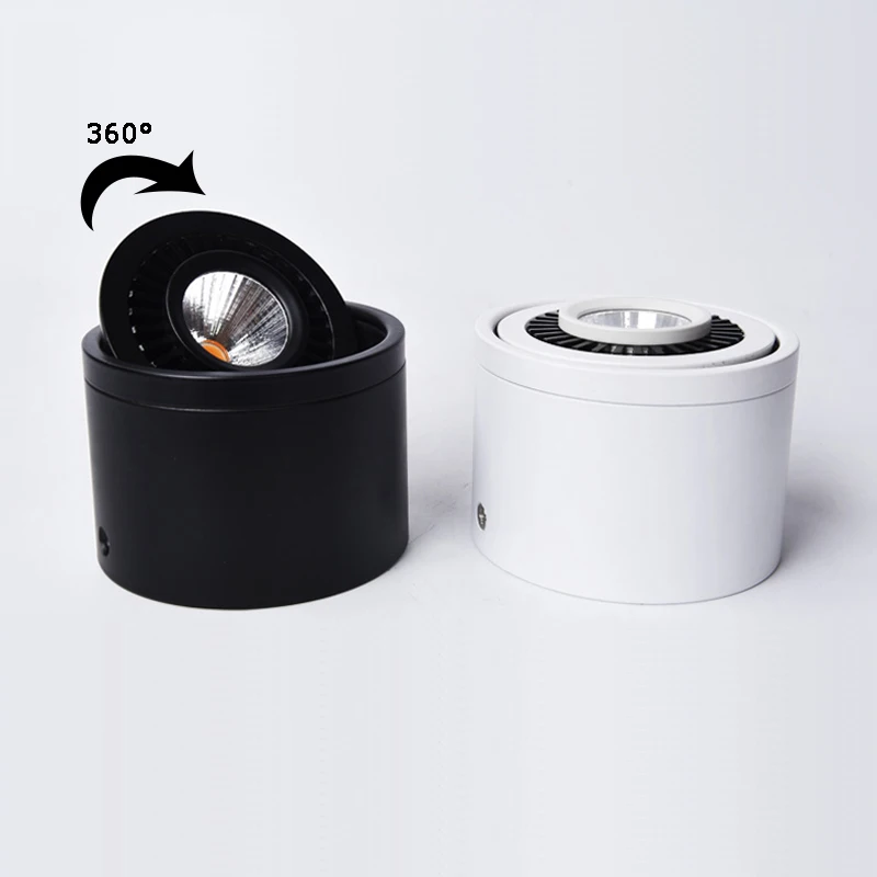 Graus de Rotação Lâmpada do Teto Superfície Regulável Montado Levou Downlight Cob Whiteblack Ac85 265v 360 Led Spot Light 15 w 9 w 7 w 5 w 13 ceiling lights