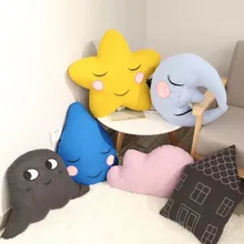 Big Decorative Pillows Cartoon Clouds Stars Emoji Moon Cushion Sleep Toys Stuffed Plush Dolls Cute Baby Pillows Christmas Gifts