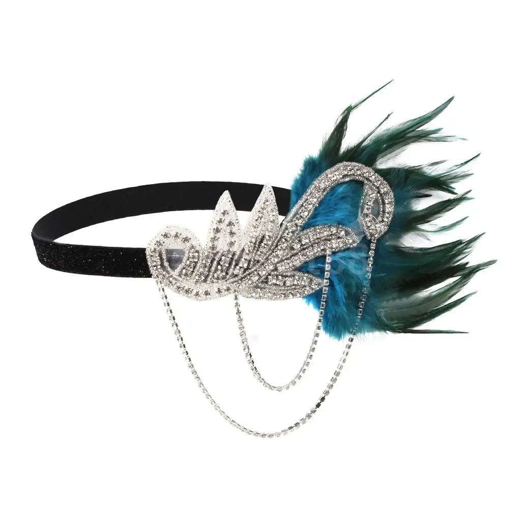 Vintage 1920s Feather Headband Wedding Bridal Headpiece Flapper Fancy Dress