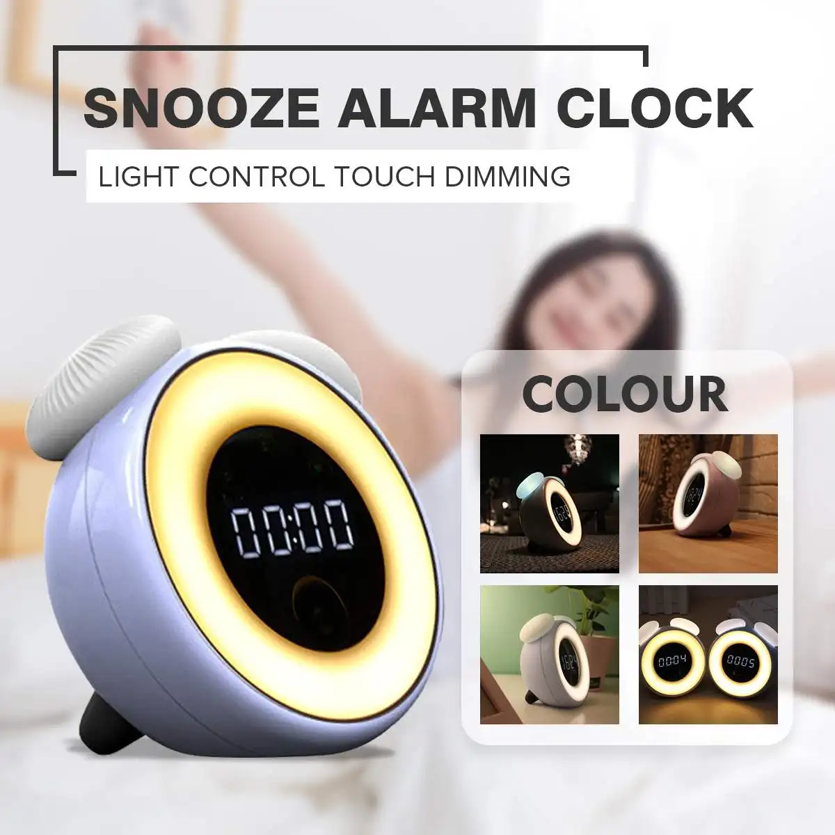 

DC 5V Dimmable Light-controlled Intelligent Alarm Clock Sensor Mushroom Lamp Vibration Induction Colorful LED Night Lights