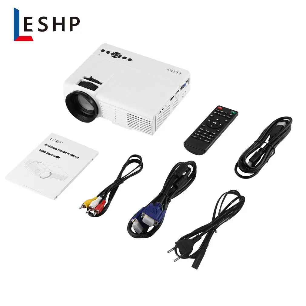 LESHP Q5 LED Projector 800*480 Pixel 1200LM Mini Home Theater Video Projector Home Cinema TV Laptops Smartphones
