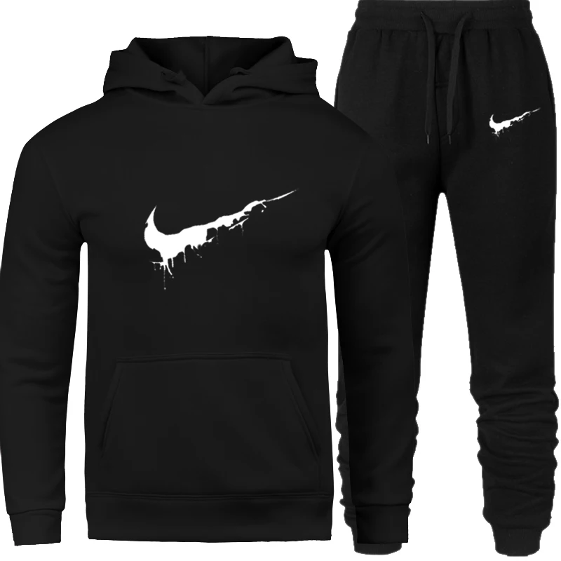 

2019 New Brand Tracksuit Men Thermal Men Sportswear Sets Fleece Thick Hoodie+Pants Sporting Suit Casual Sweatshirts Sport Suit