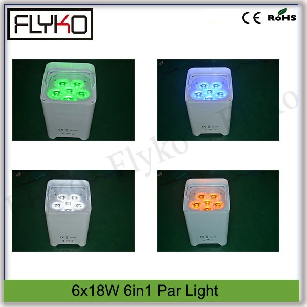 

Remote control 6x18W RGBWA UV 6IN1 Wireless LCD display Par light Battery Powered stage light