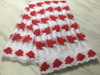 

2018 High Quality Latest African Swiss Lace With Beads Guipure Cord Lace Fabric Lace Appliques For Wedding Dresses