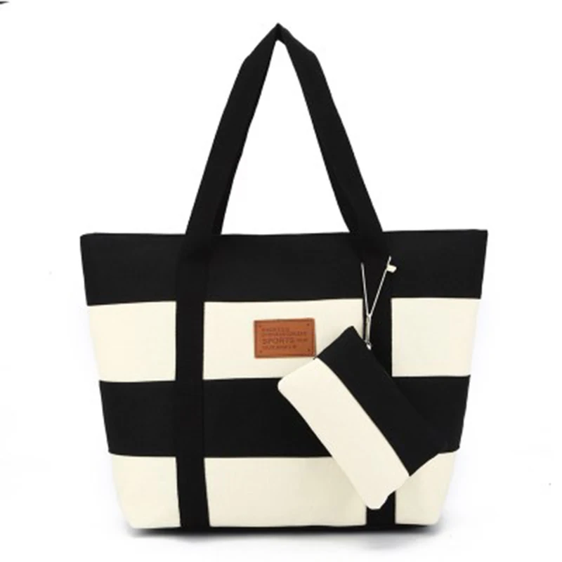 Женские холщовые пляжные сумки, модные большие сумки, женская сумка на плечо, женская сумка для покупок, сумка-тоут, дизайнерская сумка Bolsa SS0337 - Цвет: Black