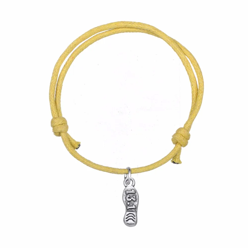 Dawapara Handmade Adjustable Korean Wax Cord Chain Bracelet Charm Bangle Message Marathon Running shoe 13.1 mile Fashion Jewelry