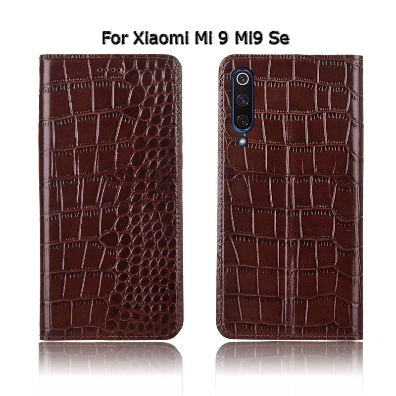 Топ из натуральной коровьей кожи чехол для Xiaomi mi 9 mi 9 Se 9se CC9 CC9e чехол-подставка Флип Крокодил зерна чехол для телефона