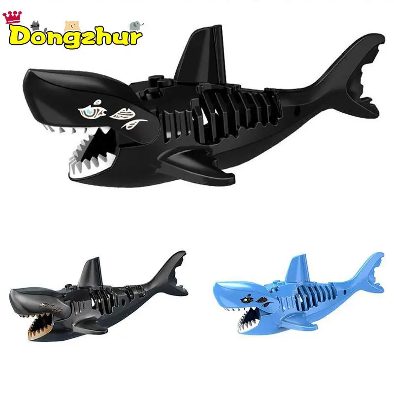 3D Shark Shape Assembled Toys Ghost Zombie Shark Jack Sparrow Pirates Of The Caribbean Hulk LEGOINGS Toys For Children DIY4349