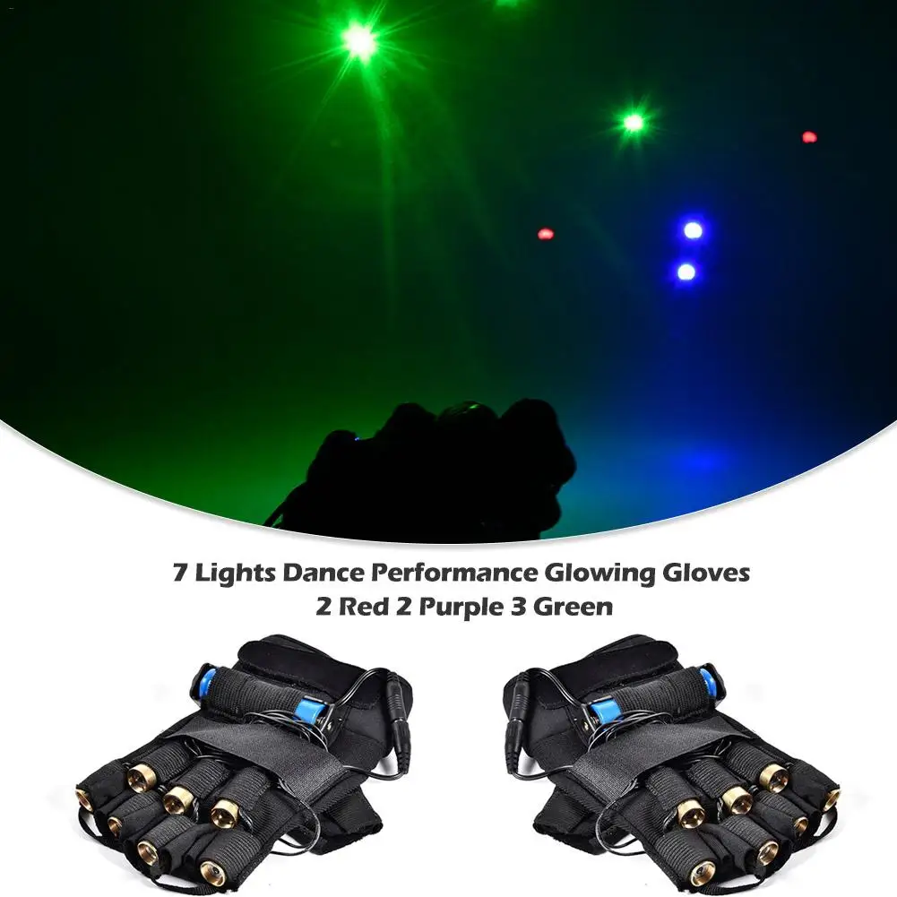 

Laser Gloves Dancing Stage Show Glove Light With 7 Pcs Lasers LED Palm Light Three Color For DJ Club/Party/Bars Street Dances EU