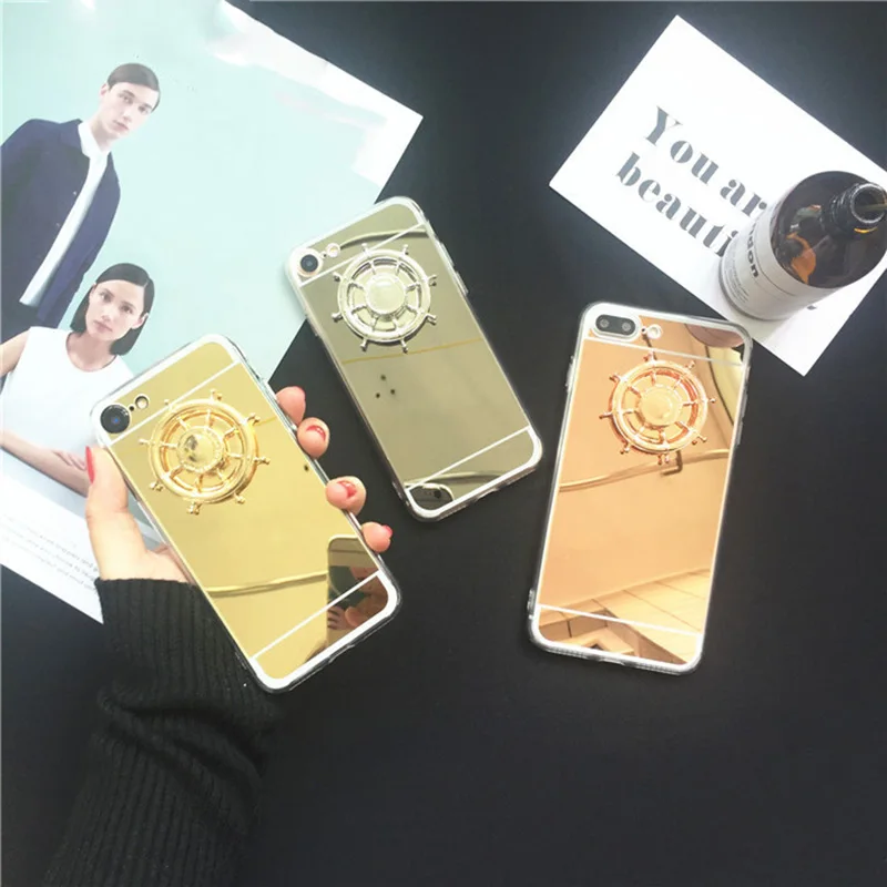 

Fidget Spinner Mirror Cover Soft Hand Spinner Phone case Back Skins For Samsung S3 S4 S5 S6 S7 edge Plus S8 Note 3 4 5