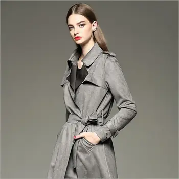 

Women Clothes 2019 Fashion Long Trench Coat Spring Autumn Ladies coat Windbreaker Overcoat With Belt Streetwear Trench Mujer