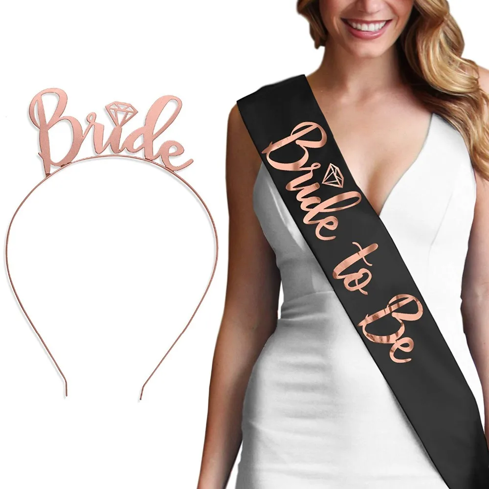 Buy Romantic Bride To Be Sash Tiara Crown Headband Set