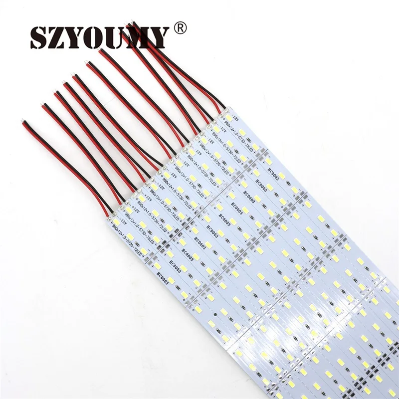 SZYOUMY DHL SMD 5730 1 м DC12V 72 светодиодный s Алюминий PCB белая Цвет не обладает водонепроницаемостью: жесткая Светодиодные ленты бар светильник ing 50 шт./лот