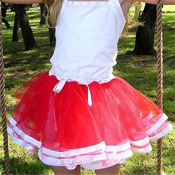 Милые юбки-пачки для девочек Пышная юбка-американка для маленьких девочек бальная юбка принцессы для девочек Одежда для танцев праздничная одежда - Цвет: Красный