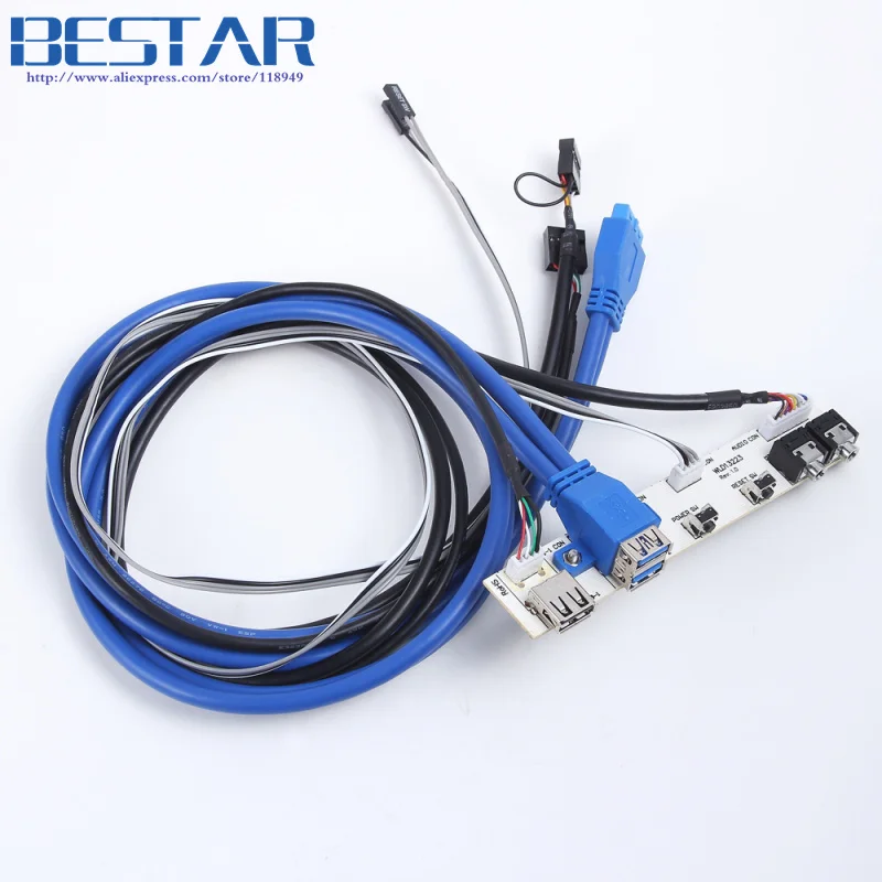 PC Computer Case PCB Front Panel USB 3.0 + USB 2.0 + AV + Power switch + Reset Switch Port Cable 10 pcs atx pc computer motherboard power cable switch on off reset button computer replacement f19886