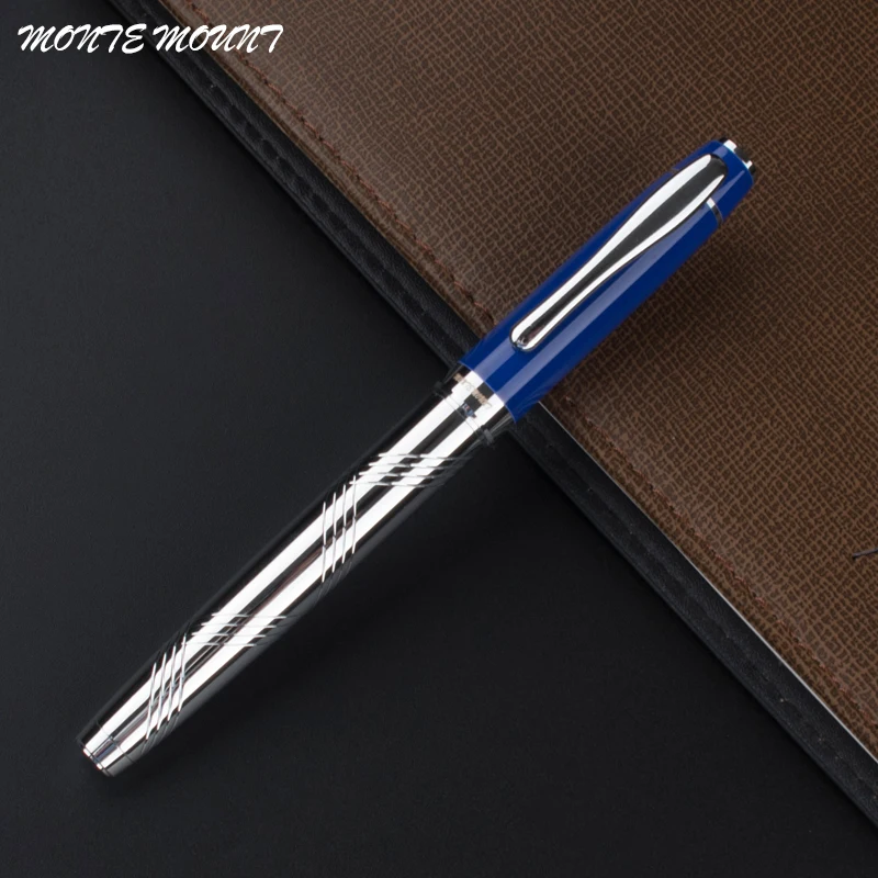 

luxury school pen metal Black hat Platinum Stainless steel Business Medium Roller ball Pen New gift box