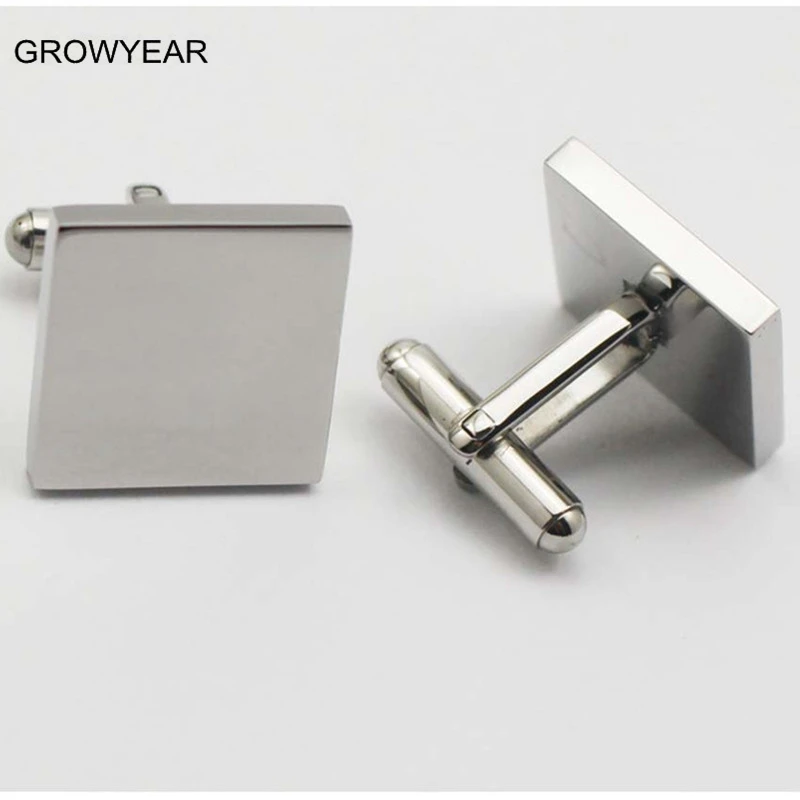 

Classic 316L Stainless Steel Plain Silver Color Square Blank Cufflinks Women Men Cuff Link