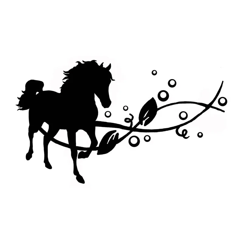 

25*14.7CM Horse With Vine Fresh Natural Car Styling Vinyl Waterproof Car Sticker And Decal Black/Silver S1-2131