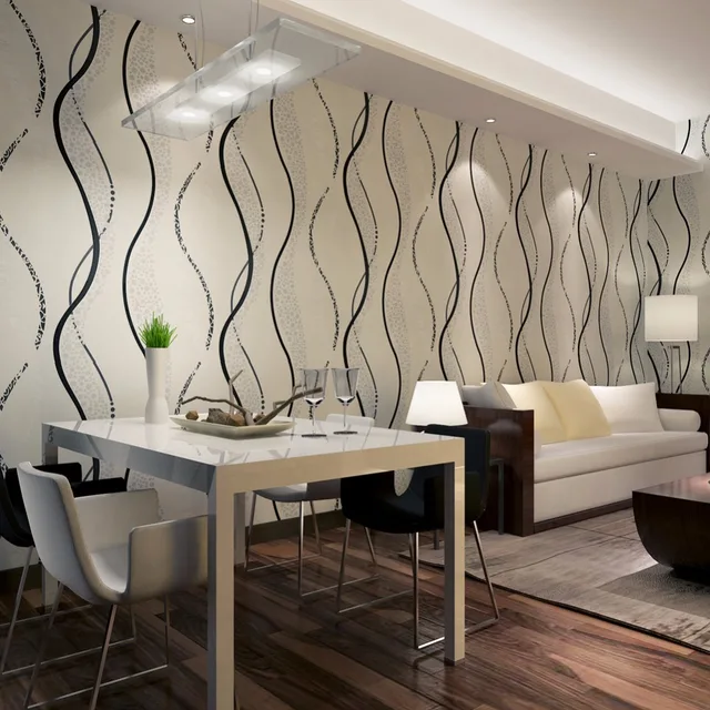 Modern Embossed Silver Wallpaper Line Dots For TV Background Wall