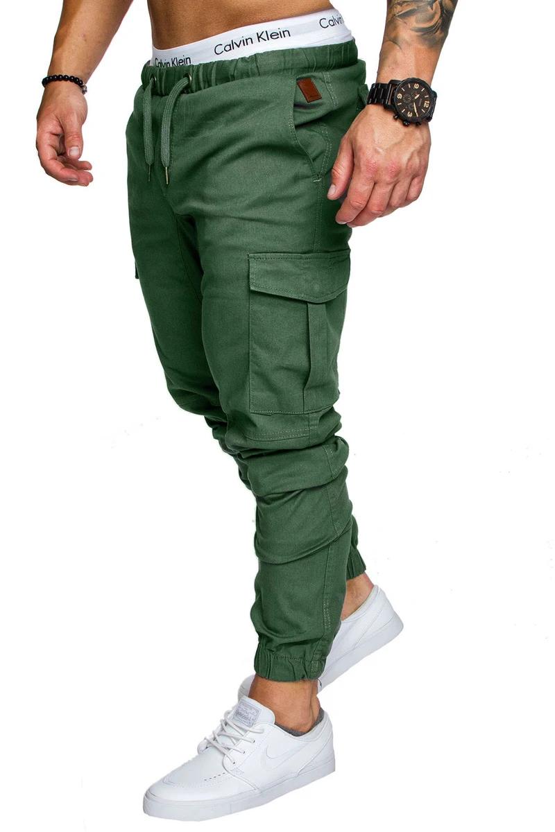 Бренд Для мужчин брюки 2018 Новая мода Повседневное тонкий сплошной эластичность шаровары длинные брюки дизайнер Для мужчин джоггеры хаки