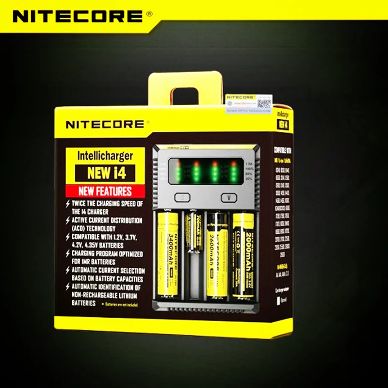 

Sysmax i4 Nitecore 26650 18650 CR123A 17670 AA AAANi-MH / Ni-CD Battery Charger for AA AAA 26650 14500 Li-ion Lithium Batteries