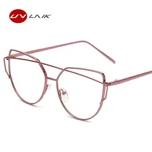Uvlaik женщин Кошачий глаз Очки Рамки модные двойные луч Брендовая Дизайнерская обувь очки ретро из металла Рамки ясно очки женские Очки