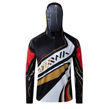 

New 2019 Fishing Clothing Gray Breathable Sunscreen Shirt Men Quick Drying Upf 50+ Long Sleeve Hooded Sport Fishing Shirts