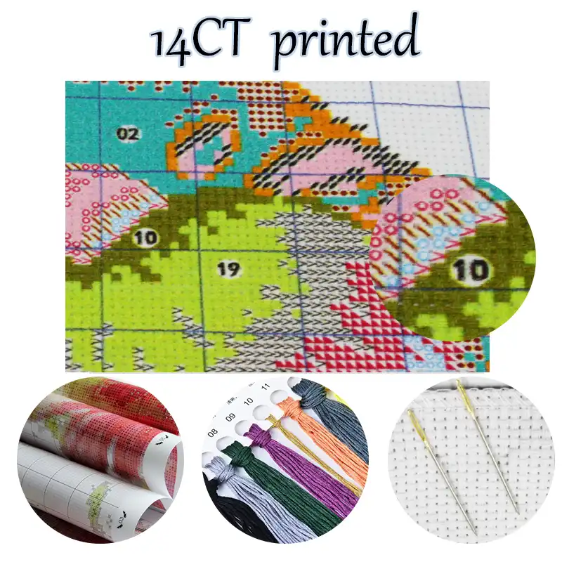 Cross Stitch Fabric CT number: 11ct printed Ochoos Golden Panno,Enjoy in Beach Counted Cross Stitch 11CT 14CT Cross Stitch Kits cartoon Cross Stitch Sets Embroidery Needlework 923