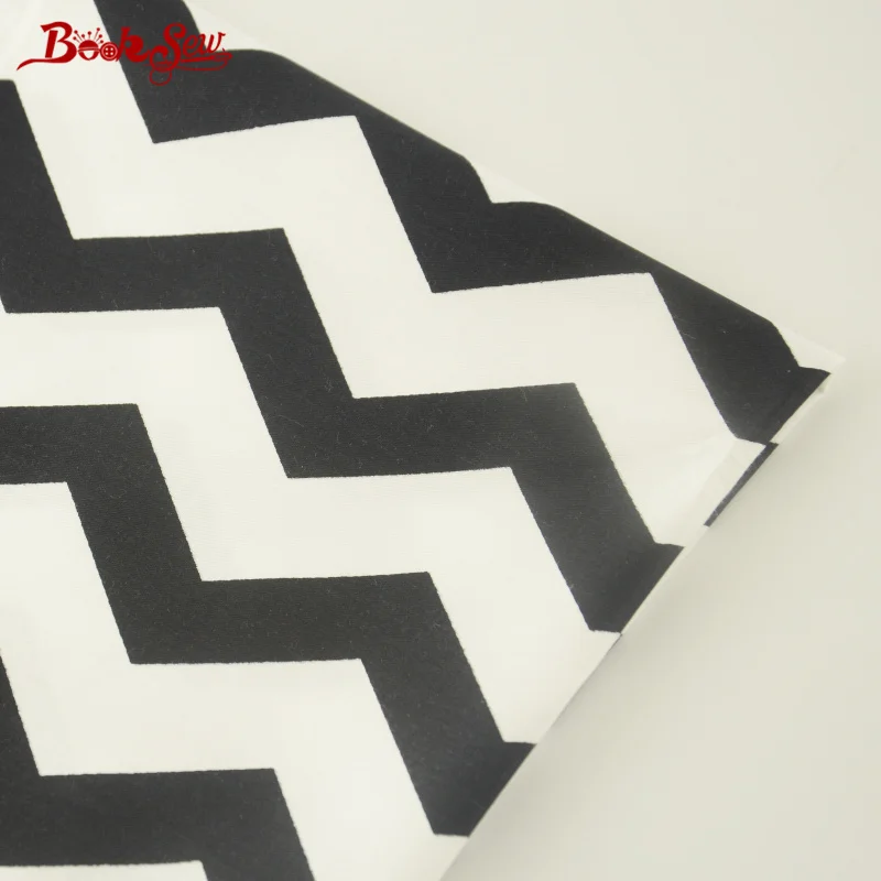 Booksew Cotton Twill Fabric Fat Quarter Tela Tecido Black Big Wave Design Sewing Material For Baby Bedding Craft